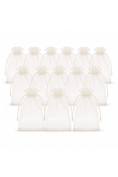SHOPIENS Set de 15 pungi albe din organza pentru mărturii, cadouri, bijuterii...