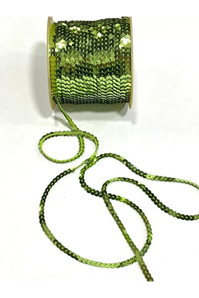 karantuhafiye Sequin Ribbon / 1 Roll / 6 mm Sequins / Row Sequin Ribbon / Green