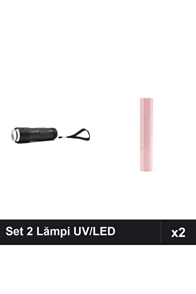 NAİLS Set 2 Lămpi Lanterne Manichiură UV/LED 12W - Hexagonală Roz & Neagră cu...