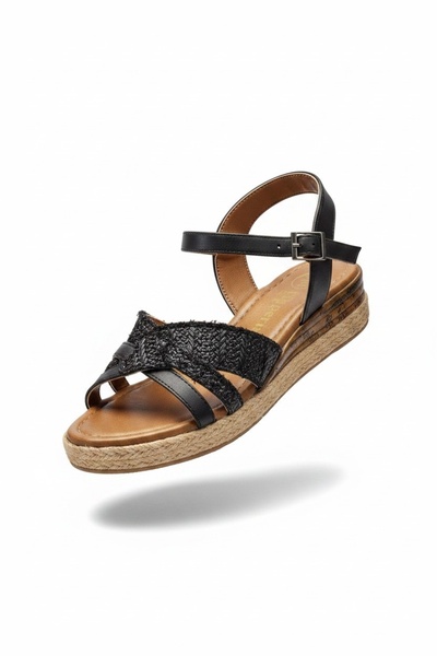 PAPATAY 9688 Women's Straw Detailed Summer Sandals - Comfortable, Casual, Sty...