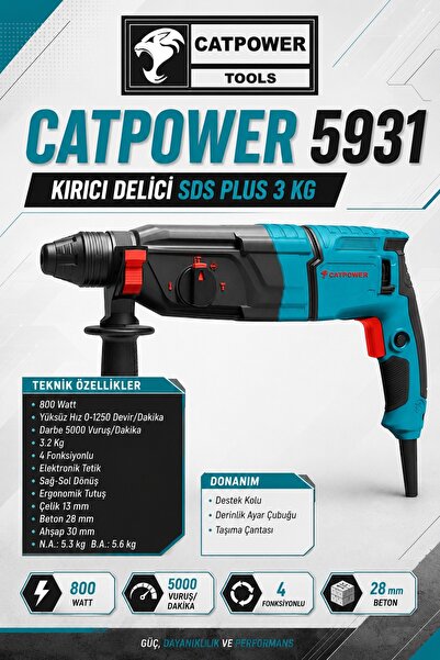 Cat Power Catpower 5931 3,0 Kg Kırıcı Delici Sds Plus Hilti 900W