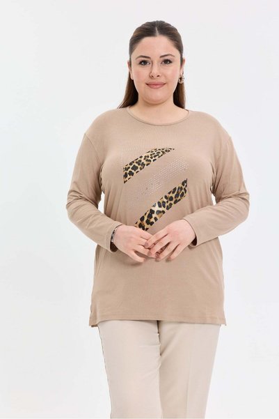Yasemen Taşlı Leoparlı Penye