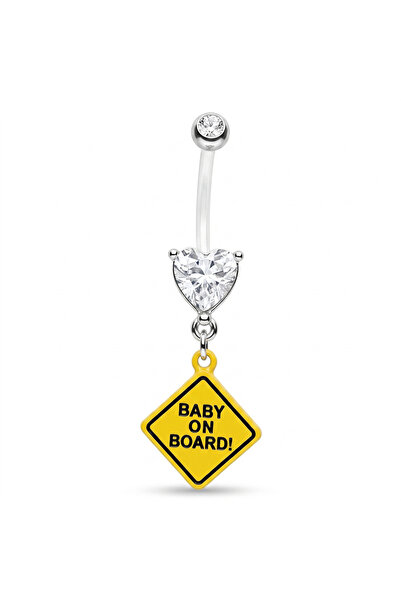 Karaşah Zirkon Taş Baby On Board Bioplastik Göbek Piercing
