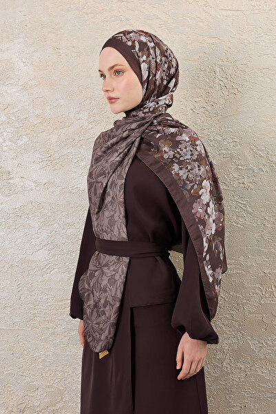 SilkTouch Bitter Brown Lavinya Patterned Double-Sided Organic Shawl