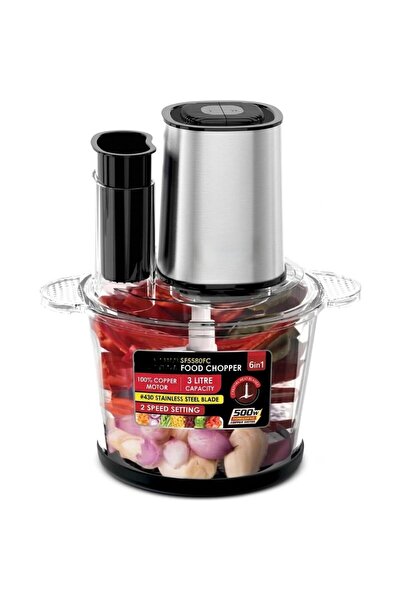 Tradeo 6-in-1 Multifunction Food Chopper 3L Glass Bowl 500W Electric Vegetabl...