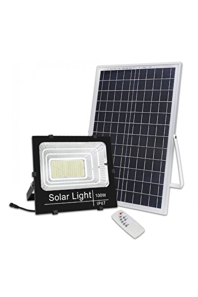 Jortan Proiector solar LED 100W cu panou solar de 12W, IP66, autonomie lungă