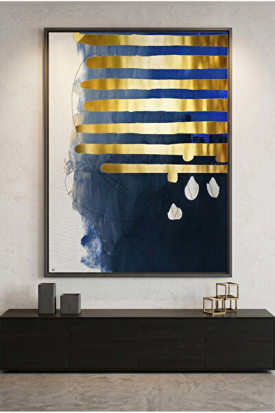 Jasmine Art Modern Blue Gold Foil Islamic Wall Art | Framed Canvas Print with...