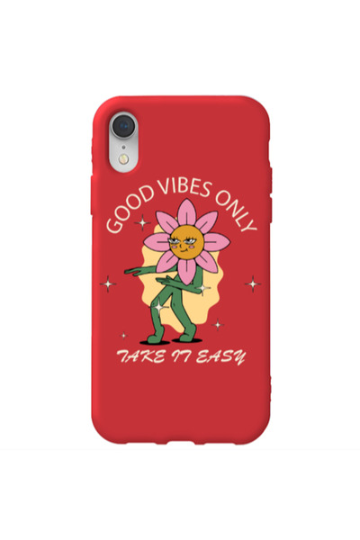 Other Apple iPhone Xr Good Vibes Only Red Colored Silicone TPU Θήκη