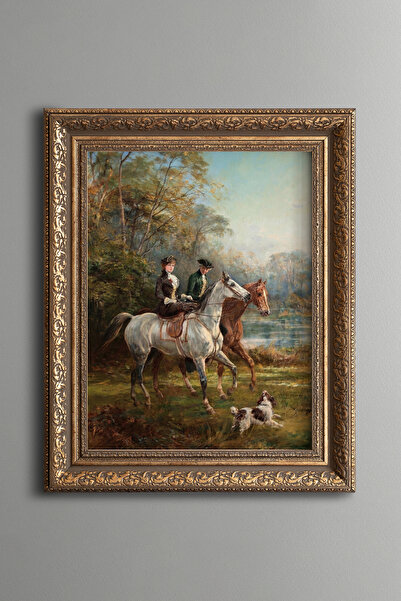 epiqart Riders by the Lake – Vintage Patterned Painting – Thick Model