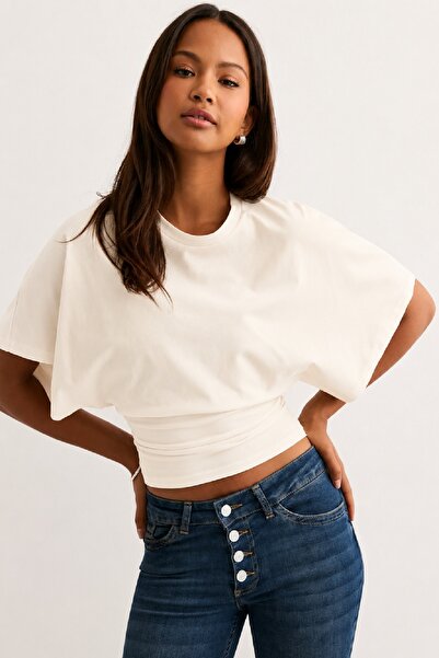lobivia Women's Waist-Fitted Wide-Sleeve Combed Cotton Blouse