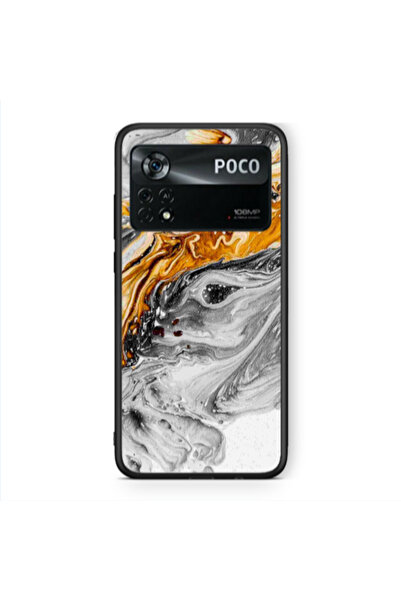 Other Xiaomi Poco X4 Pro Marble gray Patern Black Glossy Θήκη