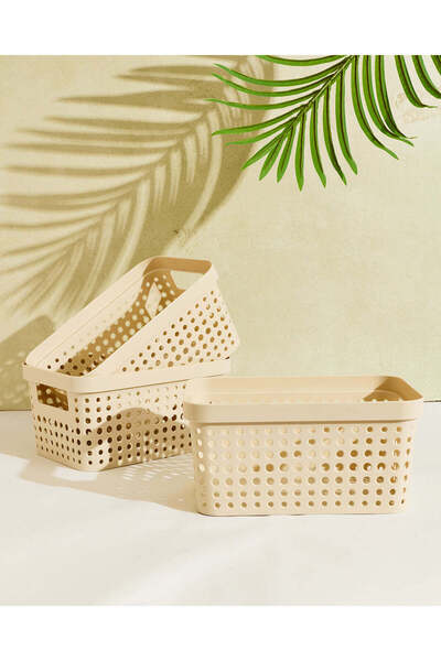 REDTAG Ivory Plain Storage Basket Set 3 Piece