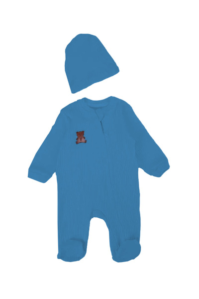 Bebelop Unisex Baby Report Interlock Zippered Hat Bear Booties Jumpsuit