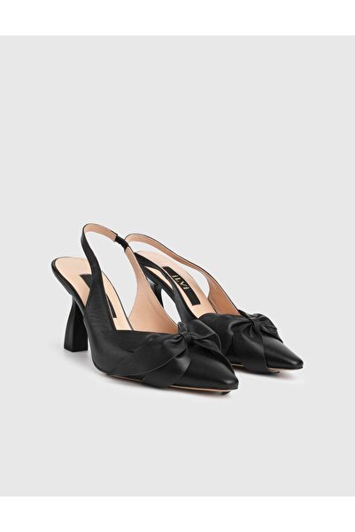 İLVİ Denira Genuine Leather Women's Black Heeled Sandals