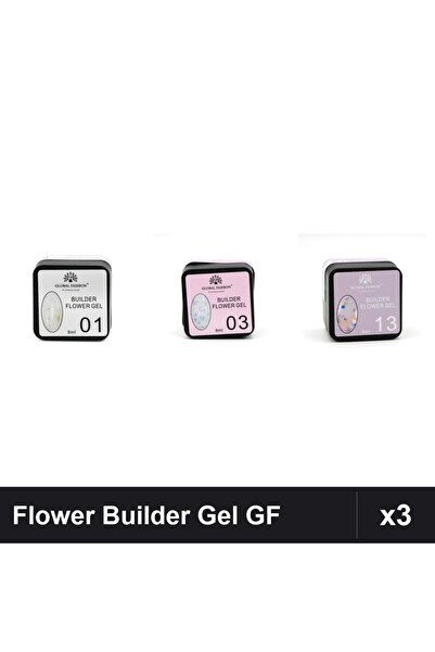global fashion Set 3 Flower Builder Gel 8ml Nr.01 Nr.03 Nr.13 Constructie Ung...