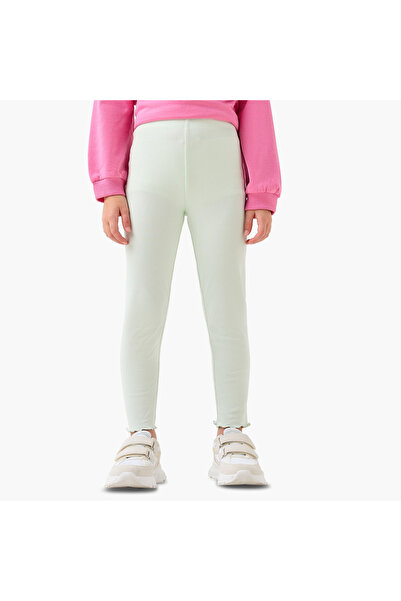 Juniors Girls Leggings with Ribbed Texture - Elastic Waist
