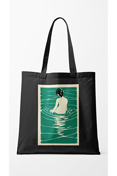 INKD Artistic Gabardine Cloth Bag – Women's Design by the Lake - 35X40