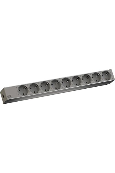 Bachmann PDU IT cu 9 prize Schuko, 2m, fără întrerupător, aluminiu, RAL 7035
