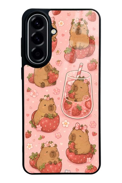 Spoyi Samsung A57 Strawberry Capybara Design Glossy Phone Case