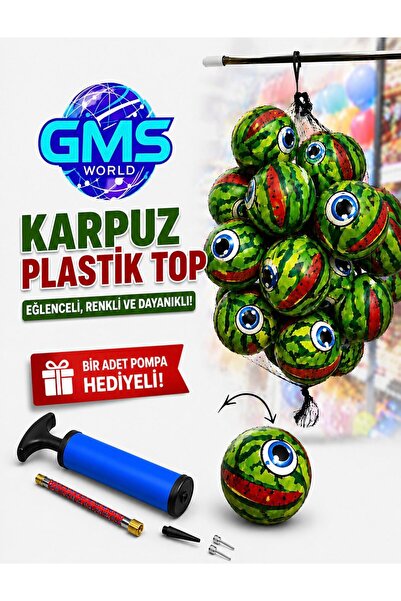 GMS WORLD 1 Adert Watermelon Plastic Ball / 1 Pump with Gift