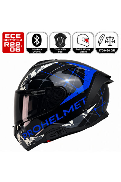 MTS X340 Soly Motosiklet Kaskı Spoiler Mod Güneş Vizörlü Full Face Kask