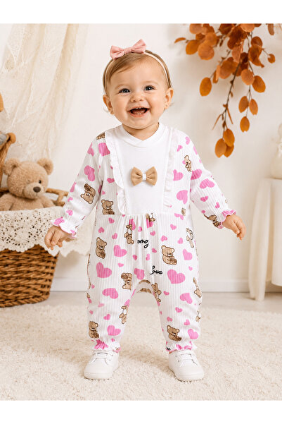 Nehad Bebe Baby Girl Cotton Printed Long Sleeve Ruffle Detailed Heart Pattern...