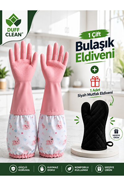 DUFF CLEAN 1 Çift Bulaşık Eldiveni + 1 Adet Mutfak Eldiveni Hediye