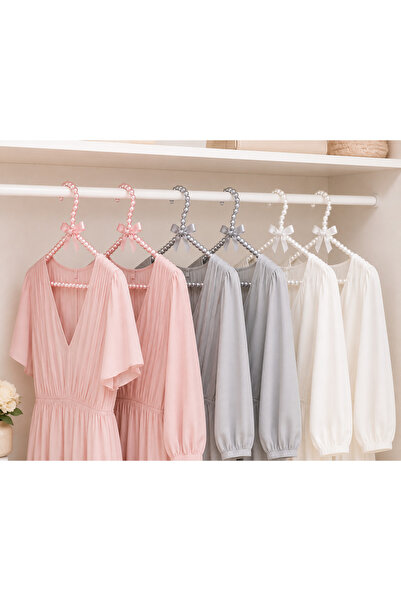 ARVALE 6 Pieces of Luxury Pearl Detailed Clothes Hangers Decorative Clothing ...