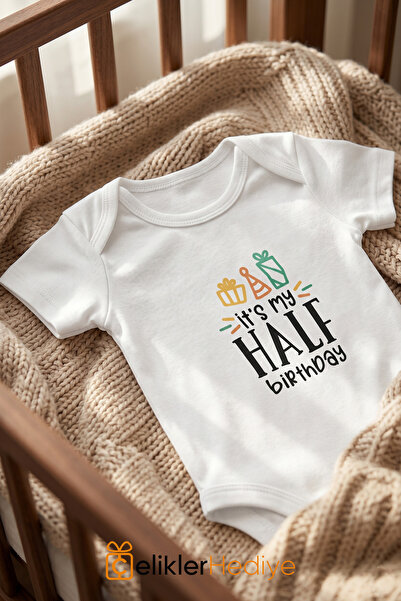 ÇELİKLER HEDİYE قميص نوم للأطفال مطبوع عليه عبارة "it's my-HALF birthbay" مصن...