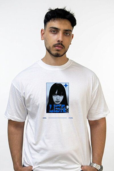 Anetos Lisa It Girl Design Printed Oversize White T-Shirt