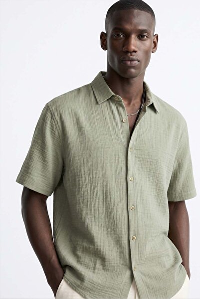 BARRELS AND OIL Men's Short Sleeve Shirt - Khaki