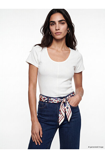LC Waikiki Peak New Season U-Neck 100% Cotton Women's T-Shirt