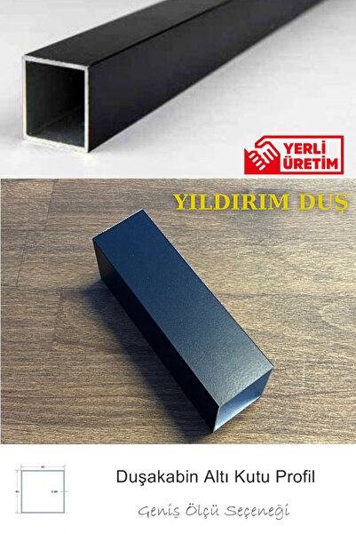 Yıldırım Duş 40 x 40 Alimunyum Siyah Kutu Profil Duşakabin Altlık