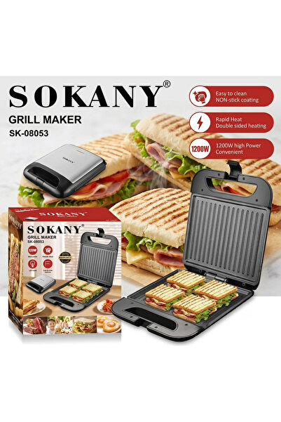 Generic Sokany 1200W Electric Indoor Grill & Panini Press with Adjustable Tem...