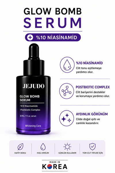 JEJUDO Glow Bomb Serum 10% Niacinamide Skin Tone Equalizer Anti-Blemish Brigh...