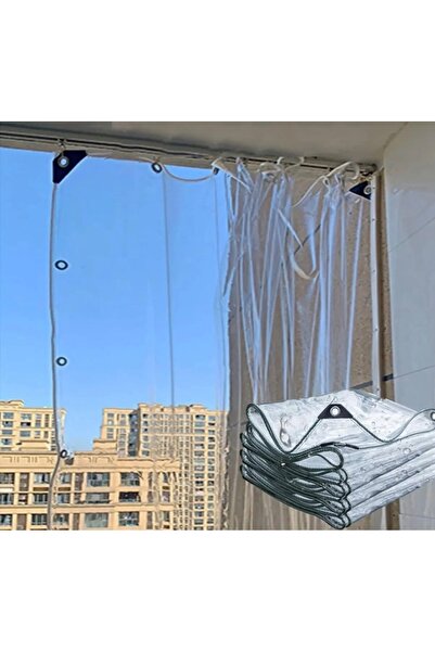 AK Su Geçirmez Balkon Perdesi Şeffaf Balkon Kapama Brandası 150x150 cm Kuş Gözlü