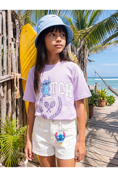 LC Waikiki Stitch Printed Girls' T-Shirt