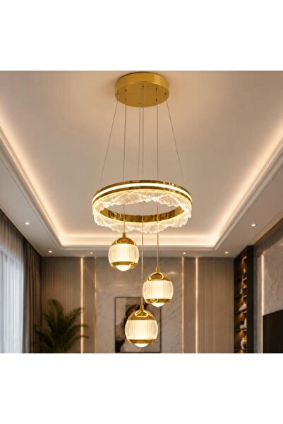 Generic Modern Chandelier with Three Lights and Luxurious Golden Design