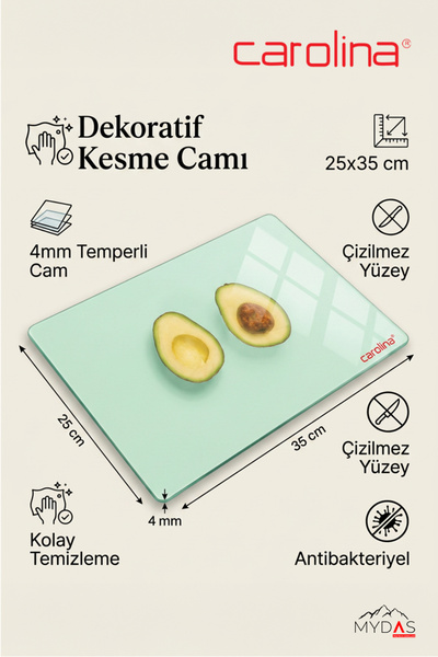 CAROLİNA 445 Dekoratif Kesme Camı 25x35 cm – 4 mm Temperli Cam | Çizilmeye Da...