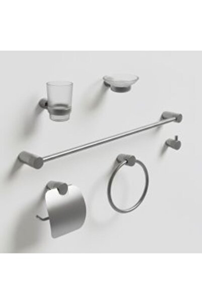 Saudi Ceramics Bathroom Accessories Set (6 Pieces) - Grey