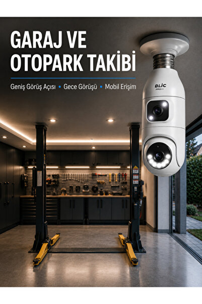 ASTRALTECH TAK GİTSİN 360° Ev İzleme Wi-Fi Çift Lens Akıllı Ampul Kamera