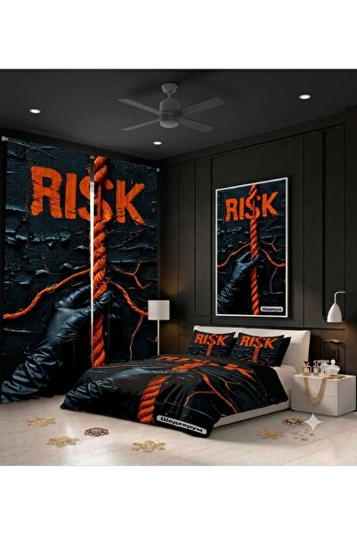 Elmas Dizayn 240*280 cm Double Wing 2 Pieces Background Curtain and 240*260 c...