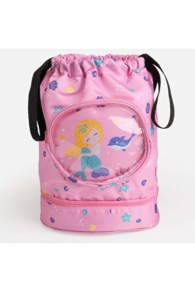 OEM Rucsac de înot roz cu sirenă, 34x14x37 cm – geantă practică pentru haine ude