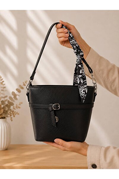 chocolatebag Women's Box Model Fular Detail Double Strap Crossbody Bag