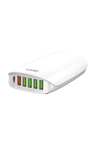 LDNIO Βάση φόρτισης με 5 θύρες USB-A και 1 θύρα USB-C 65W σε λευκό χρώμα (A65...
