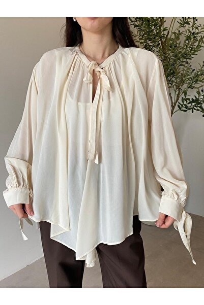 Bade Butik Cream Tie-Dye Oversize Shirt