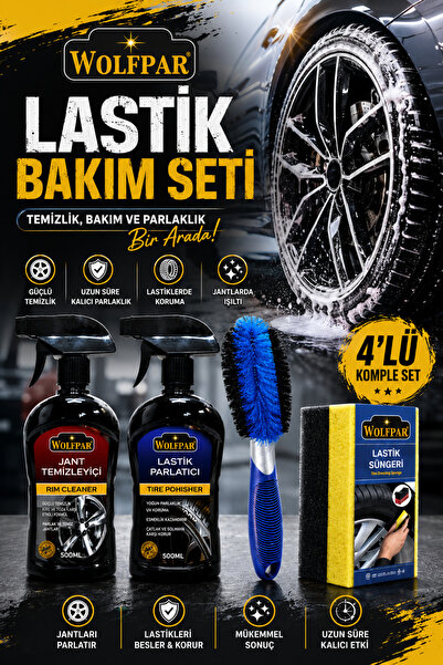 WOLFPAR Lastik Bakım Seti (Jant Temizleyici + Jant Temizleme Fırçası + Lastik...