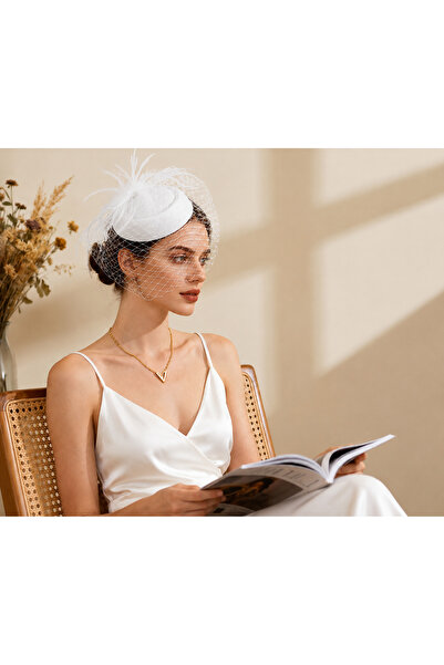 bba new trend vualet, nikah şapkası, gelin şapkası, fascinator, tüllü şapka, ...