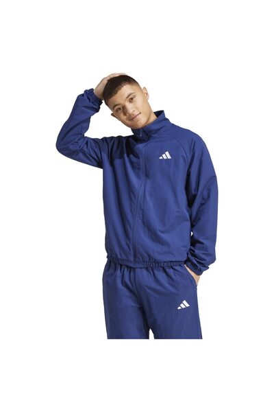 adidas Jachetă de vânt Essentials pentru bărbați cu logo mic, mărimea S