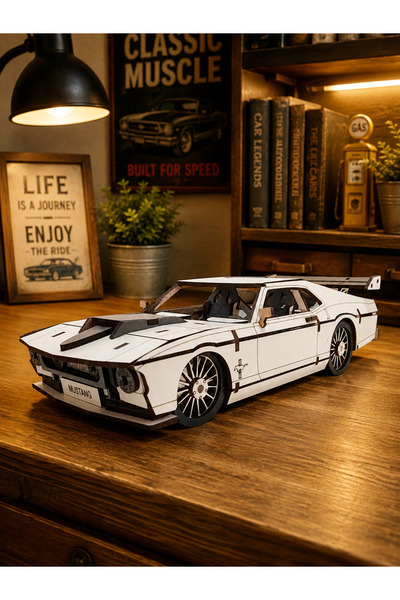 Home Ahşap Dekoratif -125 Parça 3d Puzzle- Ford Mustang Spor Araba Maketi